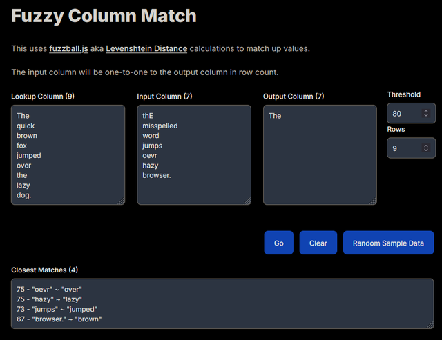 Fuzzy Column Match screenshot